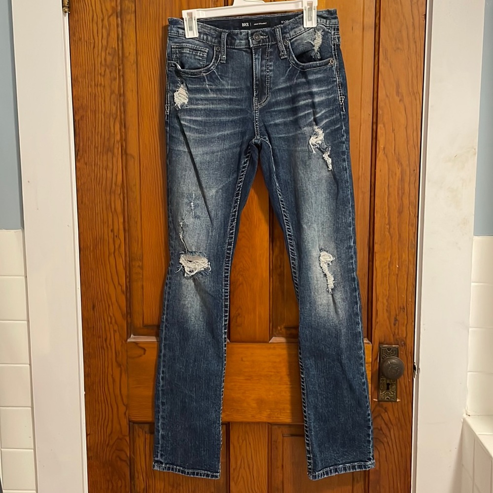 Buckle jeans.
